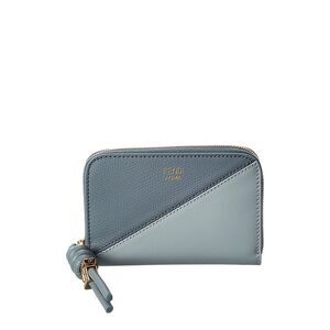 Fendi Ff Diamonds Zipper Around Mini Leather Wallet, Blue